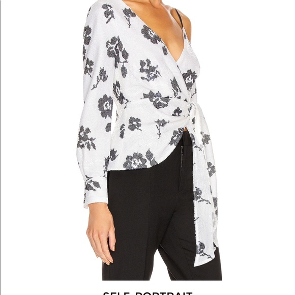 Self-Portrait sequin wrap blouse - Picture 2 of 7